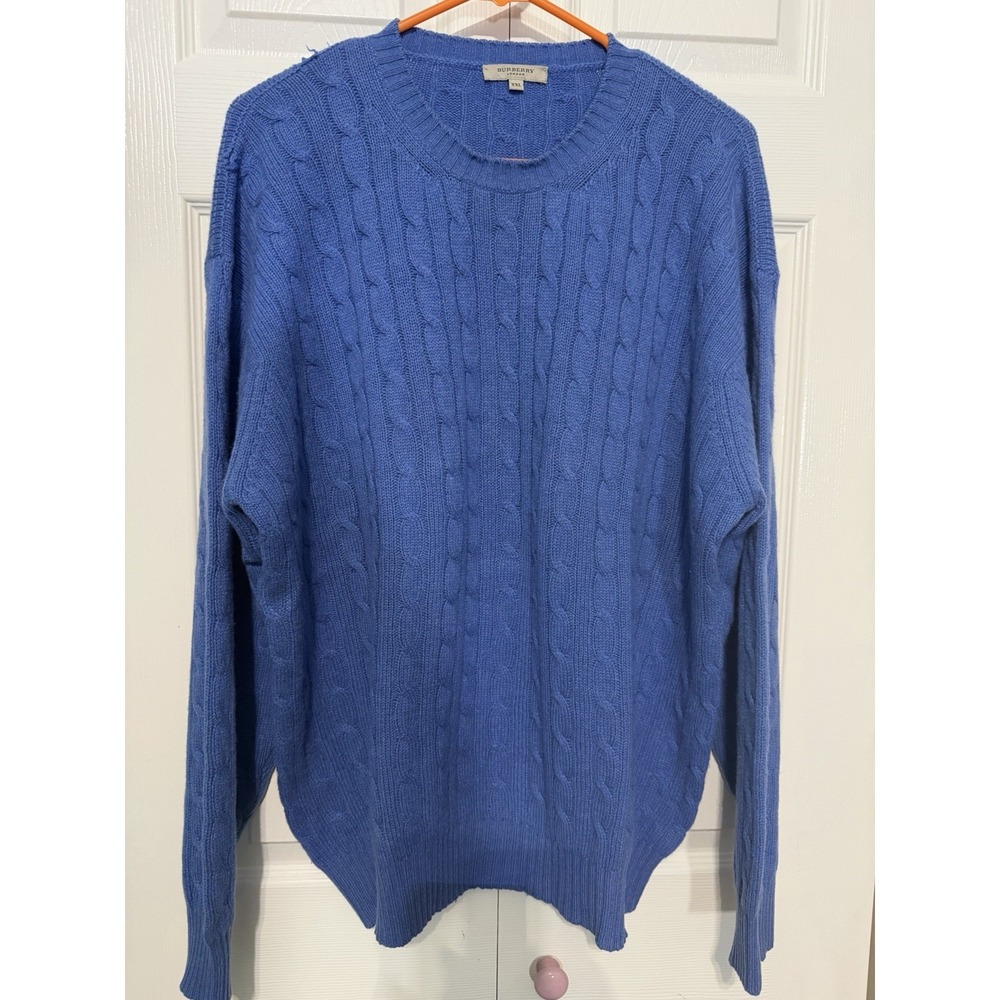 Burberry London Men's Long Sleeve Cable Knit‎ Sweater 100% Cashmere Size XXL